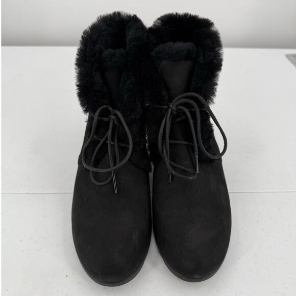 NEW UGG Women's Jeovana Black Wedge Heel Ankle Boot Booties Size 7.5 - Picture 2 of 10